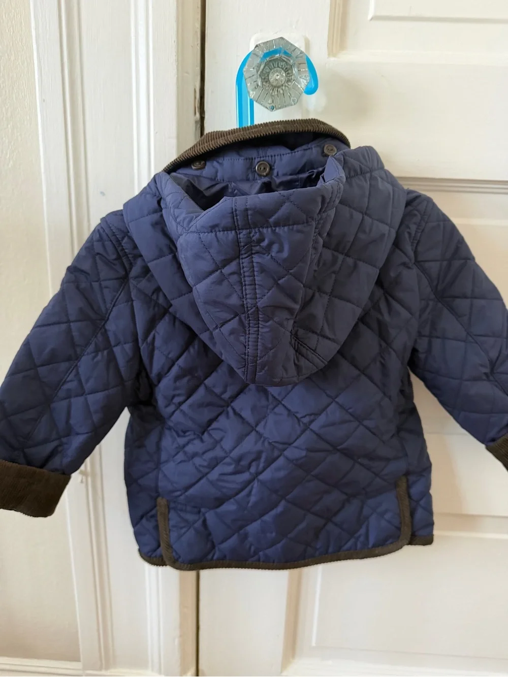 NWT - Ralph Lauren Navy Quilted Puffer Jacket with Brown Trim